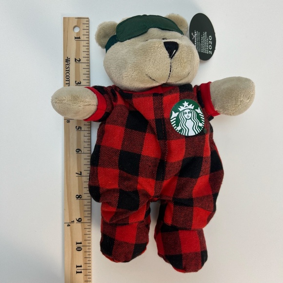 Starbucks Coffee 2020 Bearista Plush 10" Teddy Bear Flannel Pajamas Logo Holiday - Picture 11 of 13